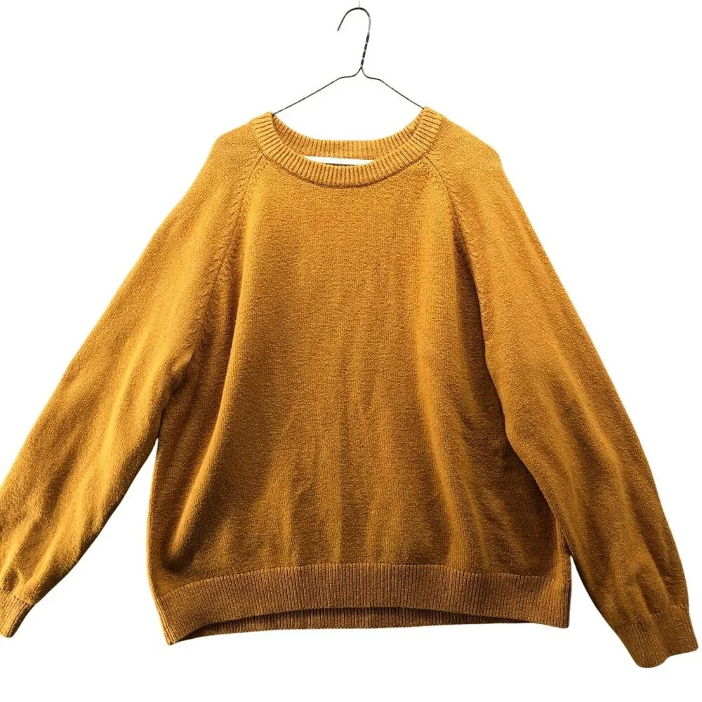 Banana Republic Cozy‎ Essential Sweater Mens XL Mustard Yellow Crewneck Knit